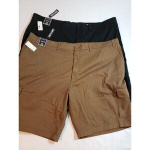 Roundtree & Yorke Mens Big & Tall Cargo shorts Lot of 2 Black Brown New Size 3X